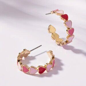 NWTs: Heart hoop earrings - Gold Plated - Dark and light pink variagated